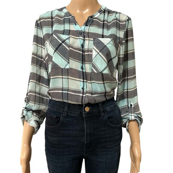 Plaid Button-Up Women’s Top - Picture 1 of 4